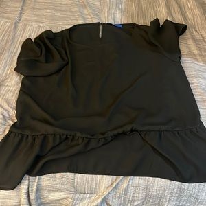 Black blouse with ruffle bottom